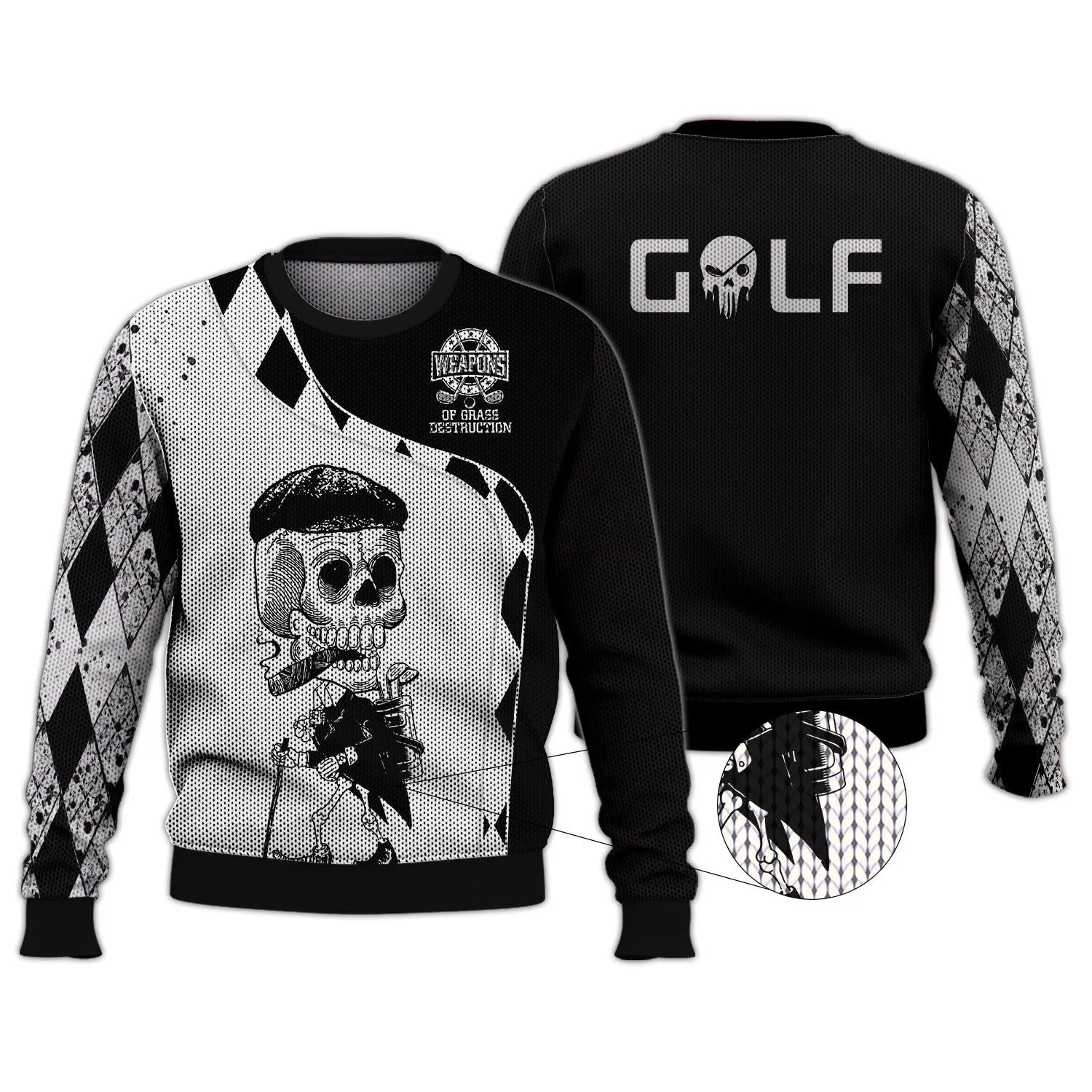 Weapons of Grass Destruction Golf Shirt, Black Plaid Pattern Golf Polo, TShirt, Hoodie For Men Full Size