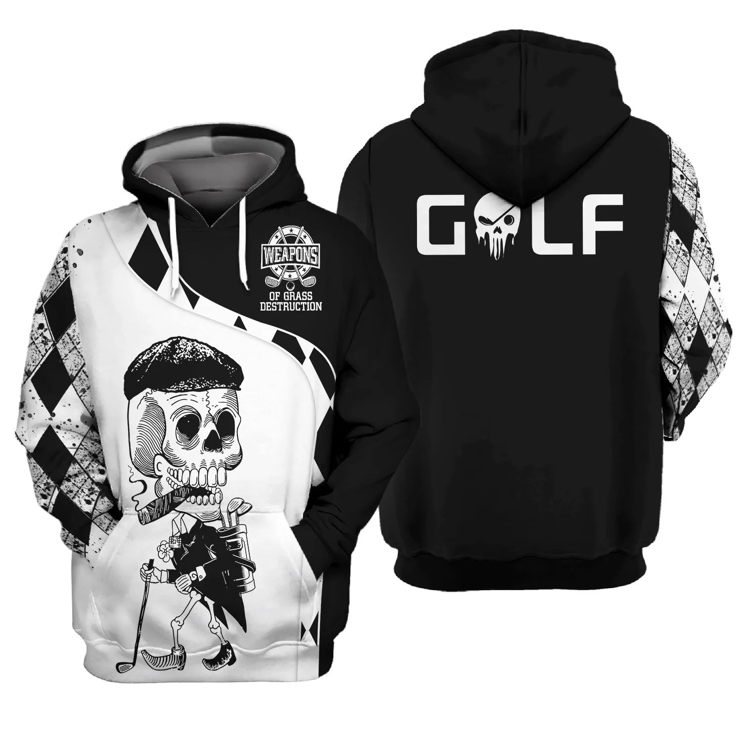 Weapons of Grass Destruction Golf Shirt, Black Plaid Pattern Golf Polo, TShirt, Hoodie For Men Full Size