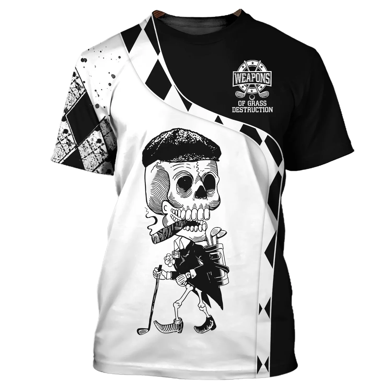 Weapons of Grass Destruction Golf Shirt, Black Plaid Pattern Golf Polo, TShirt, Hoodie For Men Full Size