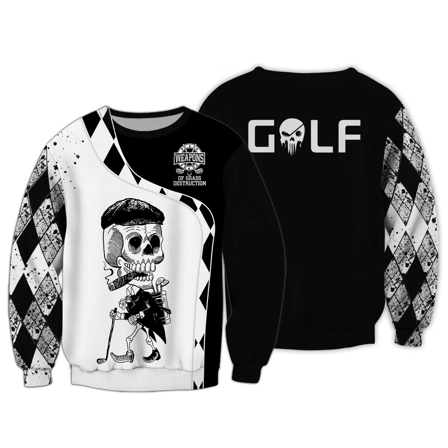Weapons of Grass Destruction Golf Shirt, Black Plaid Pattern Golf Polo, TShirt, Hoodie For Men Full Size