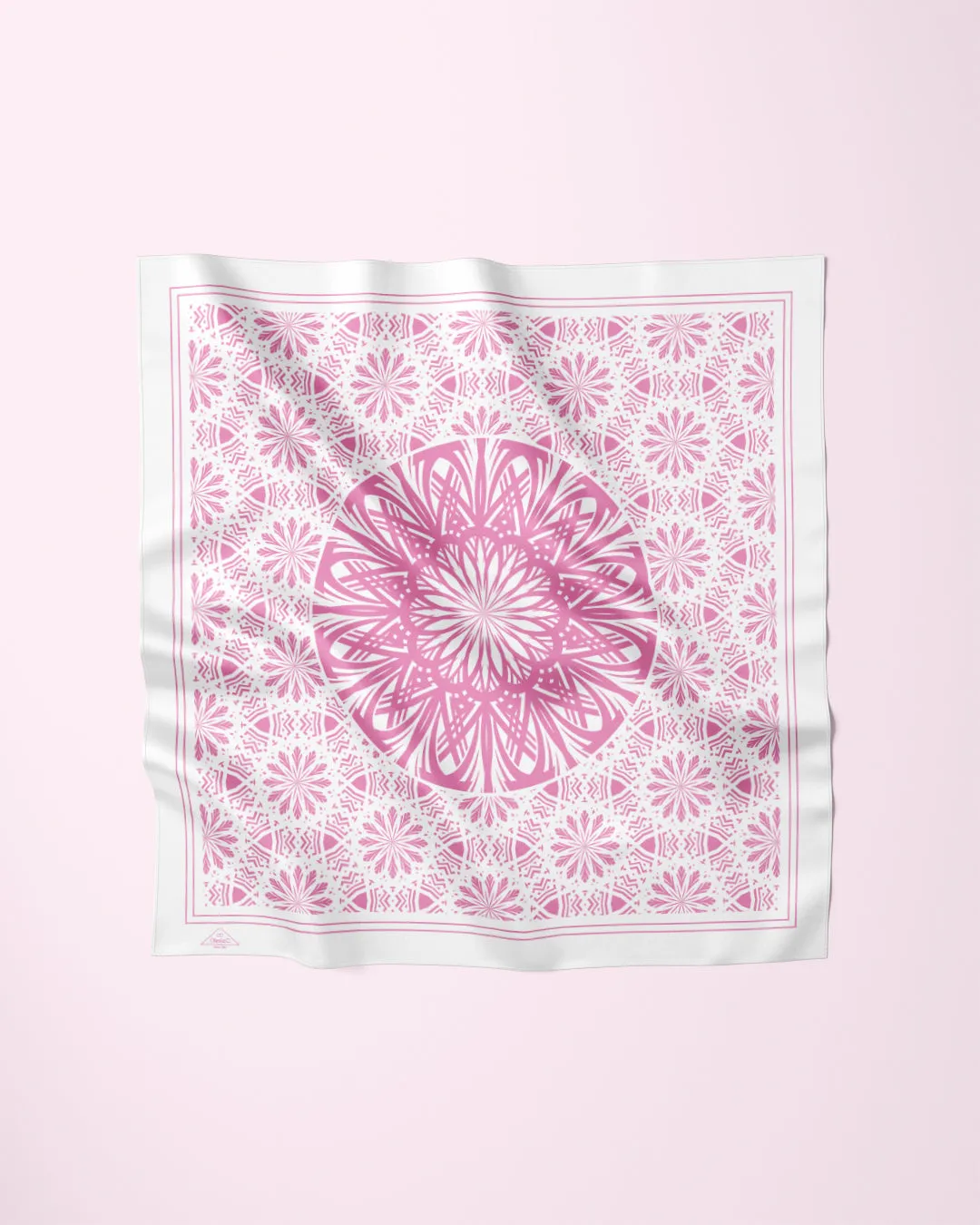 WHITE PINK SERENITY Mandala Designer Silk Scarf Pink White Art A Porte by Alesia Chaika