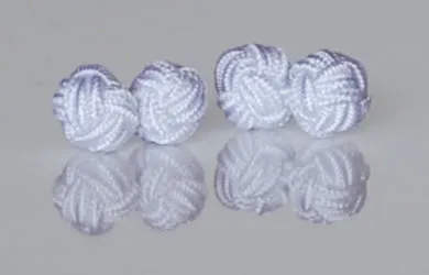White Silk Knot Cufflinks