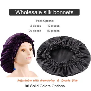 Wholesale silk bonnet with drawstring - mix color