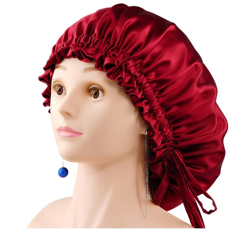 Wholesale silk bonnet with drawstring - mix color