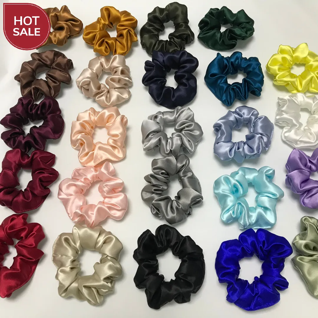 Wholesale silk scrunchies large - mix color