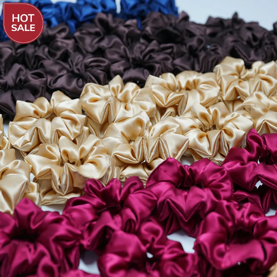 Wholesale silk scrunchies large - mix color