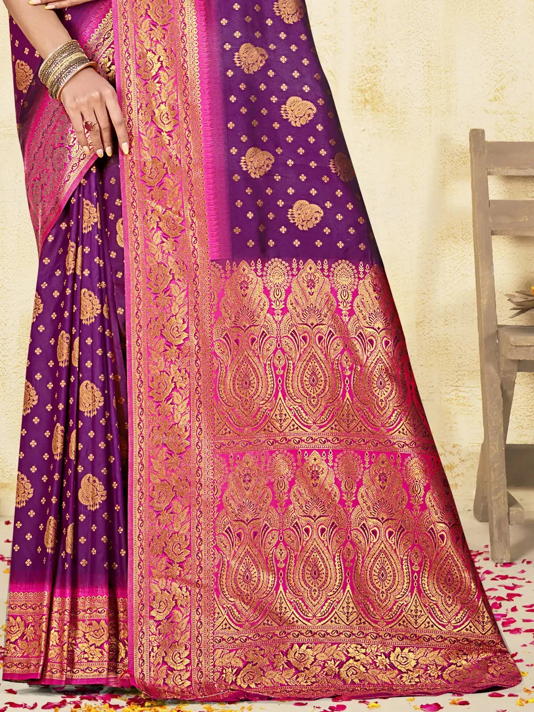 Wine Silk Saree