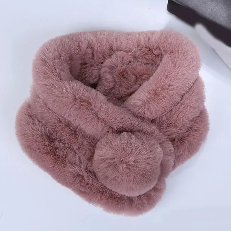 winter scarf Luxury Faux Fur Warm Scarf Fashion Soft Plush Thicken Snood Scarves Shawl for Adult Kids Women Girls