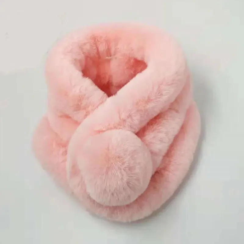 winter scarf Luxury Faux Fur Warm Scarf Fashion Soft Plush Thicken Snood Scarves Shawl for Adult Kids Women Girls