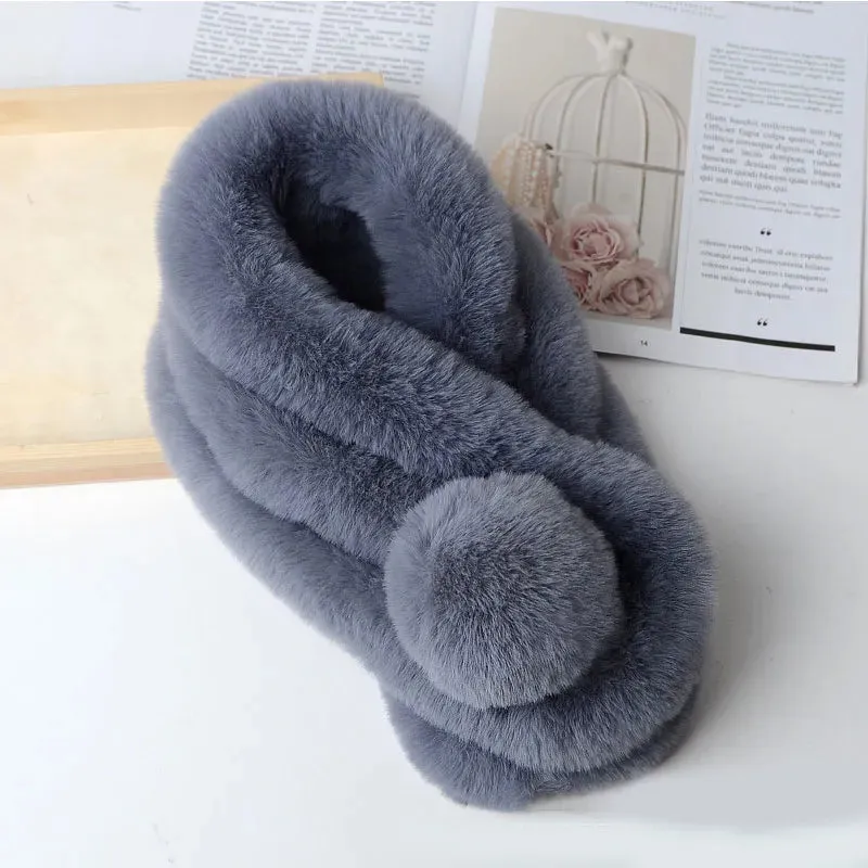 winter scarf Luxury Faux Fur Warm Scarf Fashion Soft Plush Thicken Snood Scarves Shawl for Adult Kids Women Girls