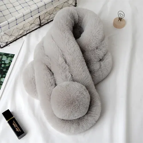 winter scarf Luxury Faux Fur Warm Scarf Fashion Soft Plush Thicken Snood Scarves Shawl for Adult Kids Women Girls