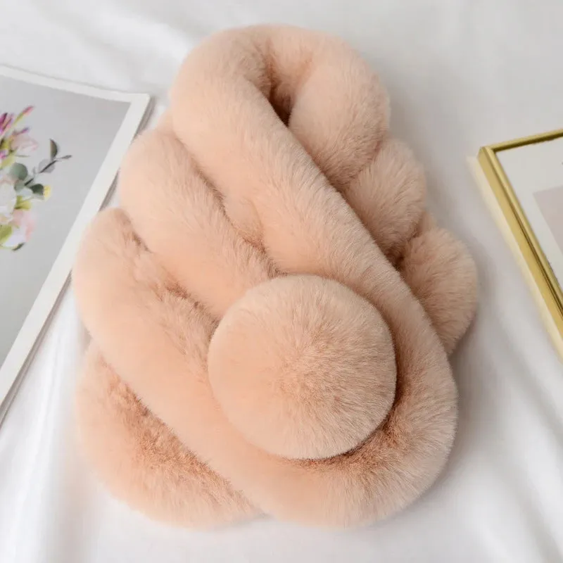winter scarf Luxury Faux Fur Warm Scarf Fashion Soft Plush Thicken Snood Scarves Shawl for Adult Kids Women Girls