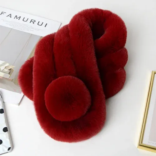 winter scarf Luxury Faux Fur Warm Scarf Fashion Soft Plush Thicken Snood Scarves Shawl for Adult Kids Women Girls