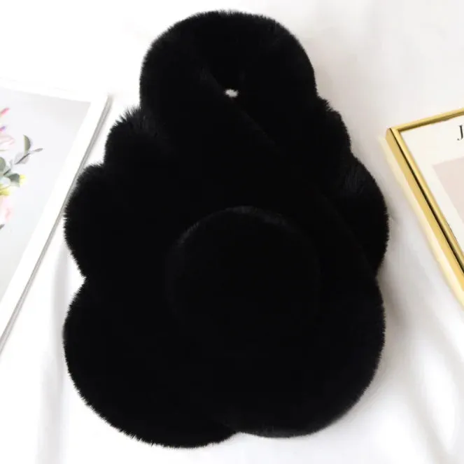 winter scarf Luxury Faux Fur Warm Scarf Fashion Soft Plush Thicken Snood Scarves Shawl for Adult Kids Women Girls
