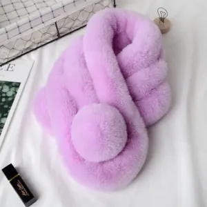winter scarf Luxury Faux Fur Warm Scarf Fashion Soft Plush Thicken Snood Scarves Shawl for Adult Kids Women Girls