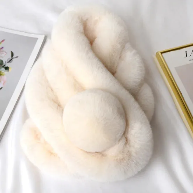 winter scarf Luxury Faux Fur Warm Scarf Fashion Soft Plush Thicken Snood Scarves Shawl for Adult Kids Women Girls