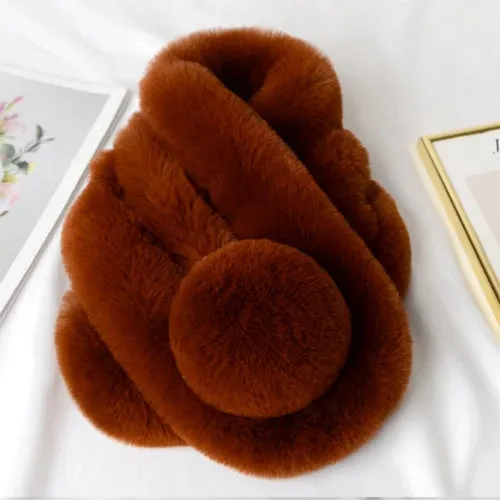 winter scarf Luxury Faux Fur Warm Scarf Fashion Soft Plush Thicken Snood Scarves Shawl for Adult Kids Women Girls