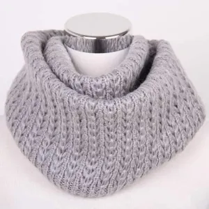 Winter Twisted Turtleneck Knitted Infinity Scarf - Gray