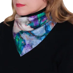 Wisteria and Magnolias, 16.5-inch Square Italian Silk Scarf