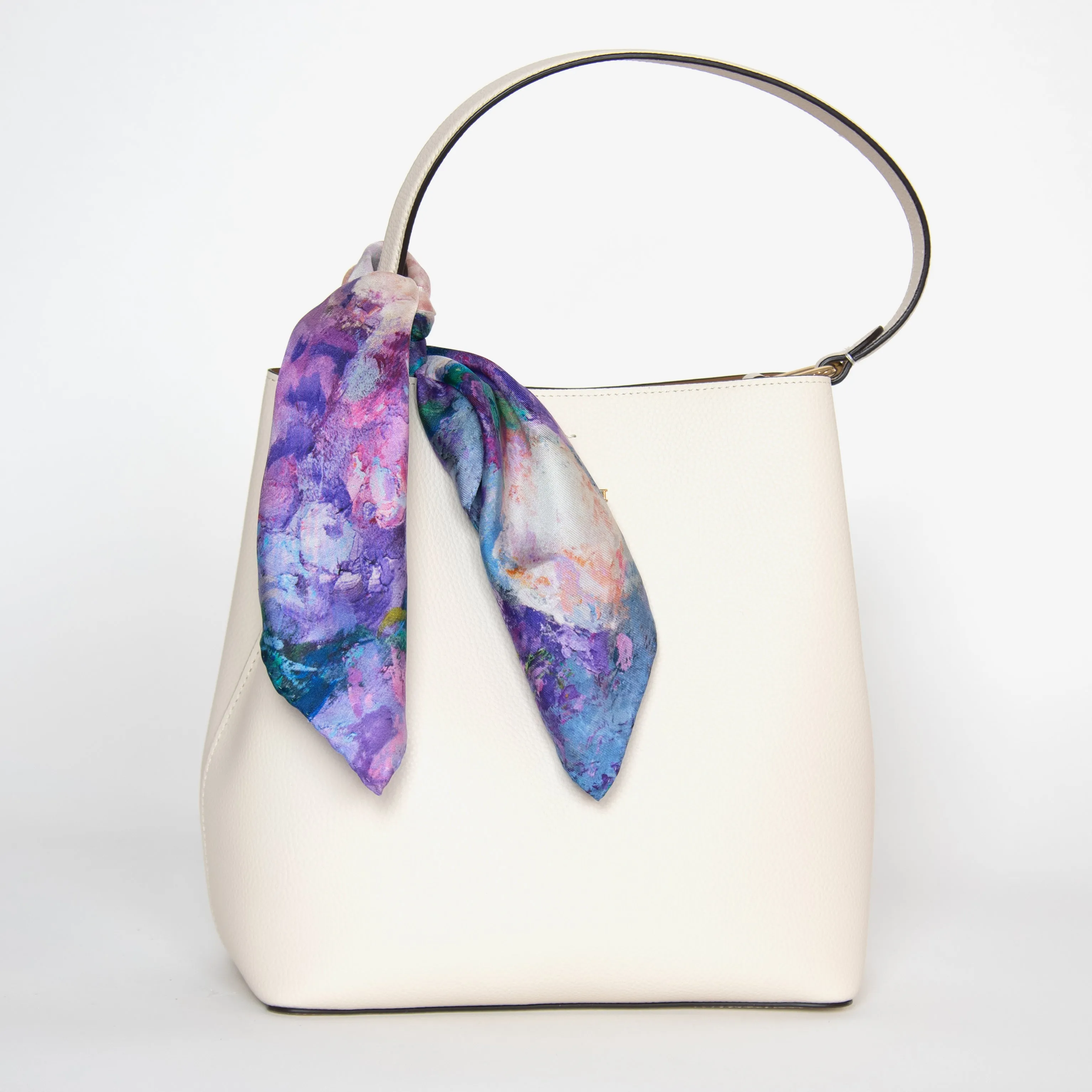Wisteria and Magnolias, 16.5-inch Square Italian Silk Scarf