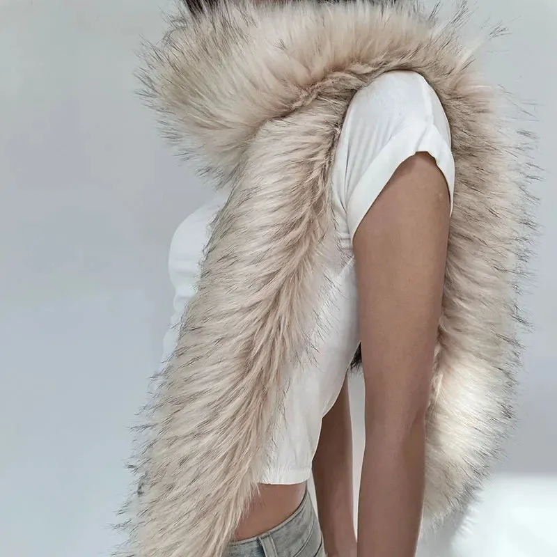 Women Faux Fox Fur long Scarf Men Winter Warm Thickened Lengthened Scarf Neck Fur Collar Dress Cape Sexy Party Dress Shawls