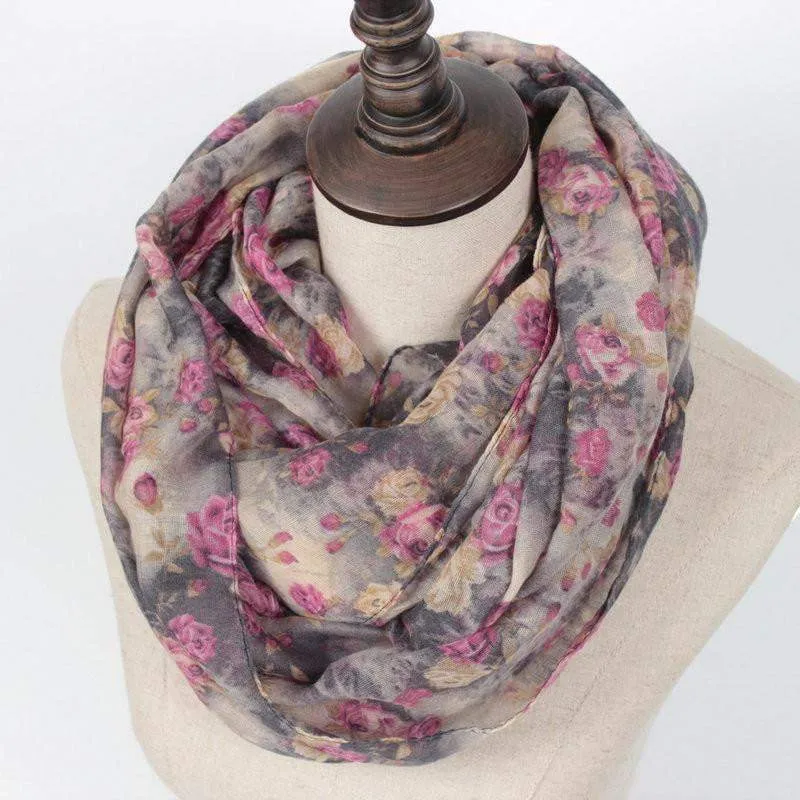Women Flower Loop Scarf
