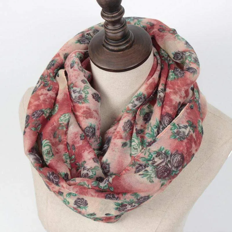 Women Flower Loop Scarf