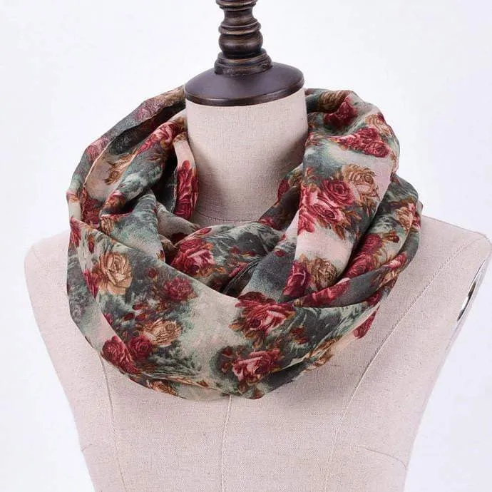 Women Flower Loop Scarf