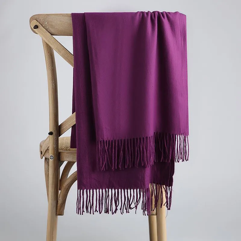 Women Lady Winter Scarf Cashmere Long Scarf Wrap Shawl Solid Knit Scarf Pashmina