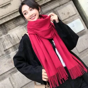 Women Lady Winter Scarf Cashmere Long Scarf Wrap Shawl Solid Knit Scarf Pashmina