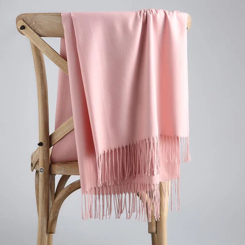 Women Lady Winter Scarf Cashmere Long Scarf Wrap Shawl Solid Knit Scarf Pashmina