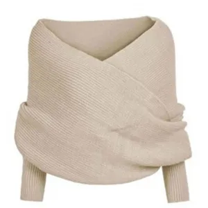 women scarf Multifunctional lady knitted warm girl shawl Solid muffler Sleeve Crochet Knit Long Soft Winter female Shawl Tippet