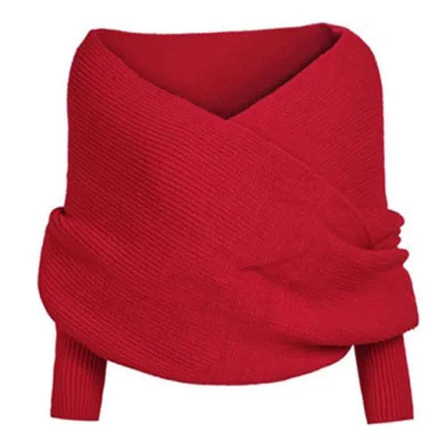 women scarf Multifunctional lady knitted warm girl shawl Solid muffler Sleeve Crochet Knit Long Soft Winter female Shawl Tippet
