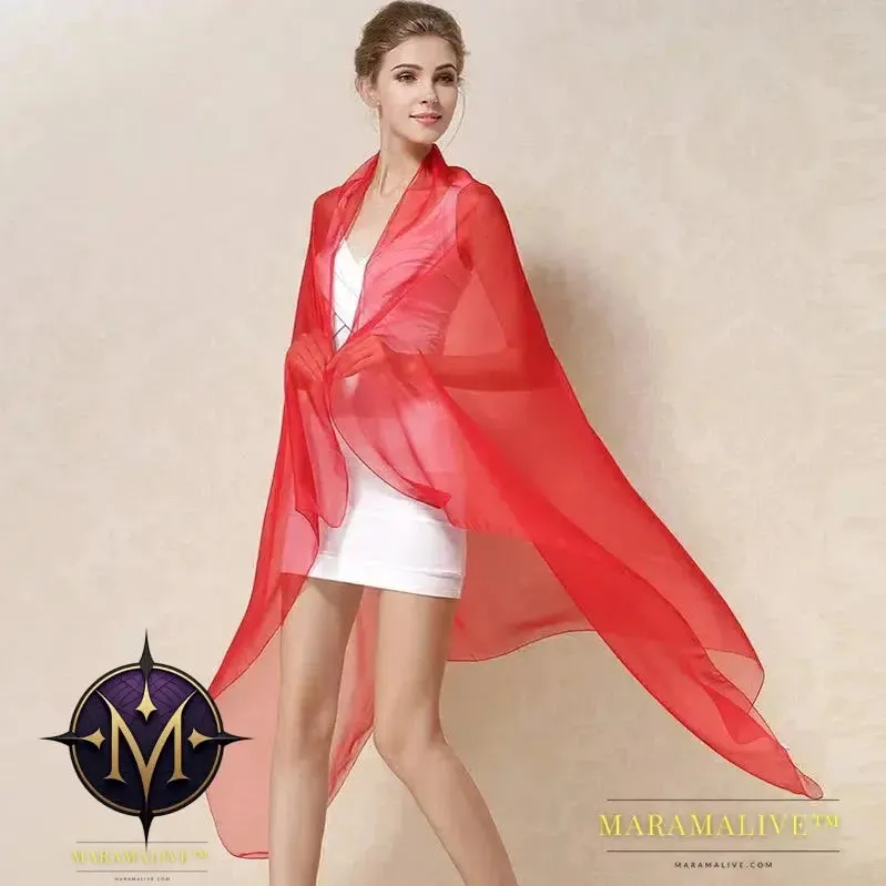 Women Silk Scarf Shawl Female Silk Scarves Wraps Solid Color Plus Size Shawls Long Beach Cover-ups