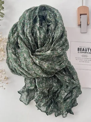Women Summer Vintage Floral Cotton Scarf