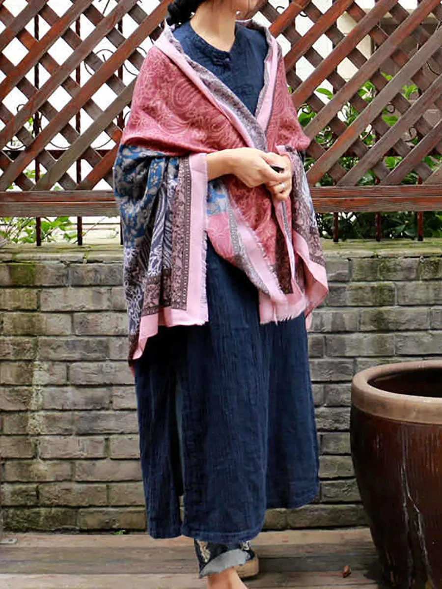 Women Vintage Floral Print Shawl Scarf