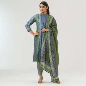 Womens Blue Printed Three Picec Set