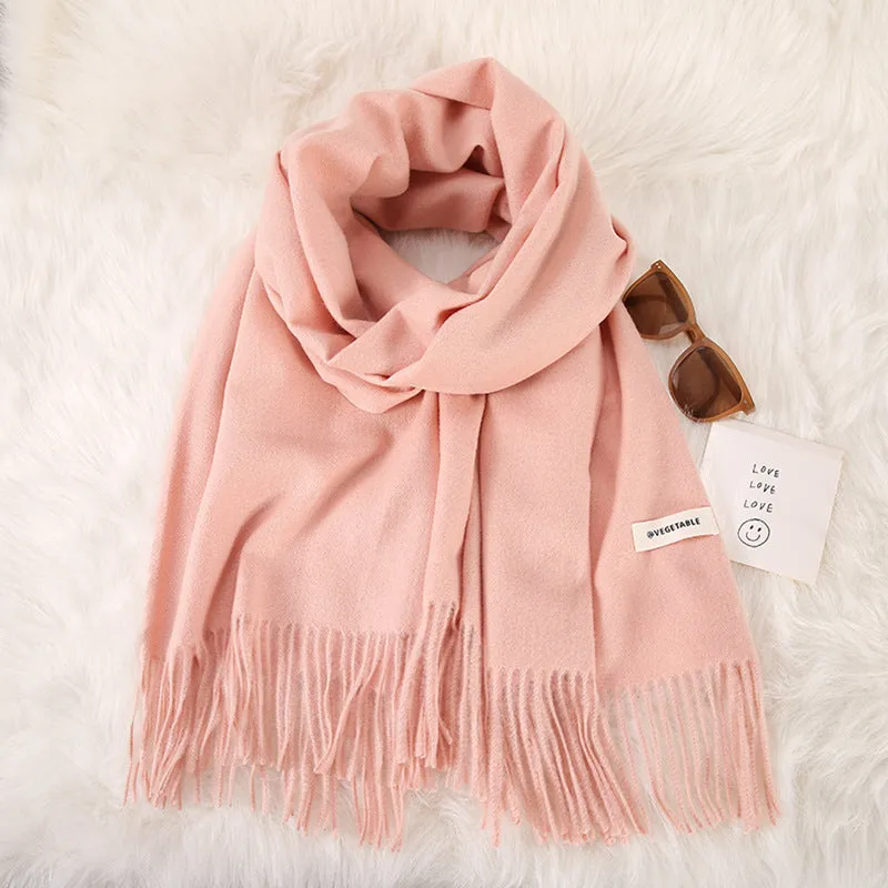 Women's Fashionable All-match Cashmere Tassel Double-sided Scarf