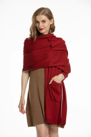 Women's Soft Knit Shawls with pockets Wool Blanket