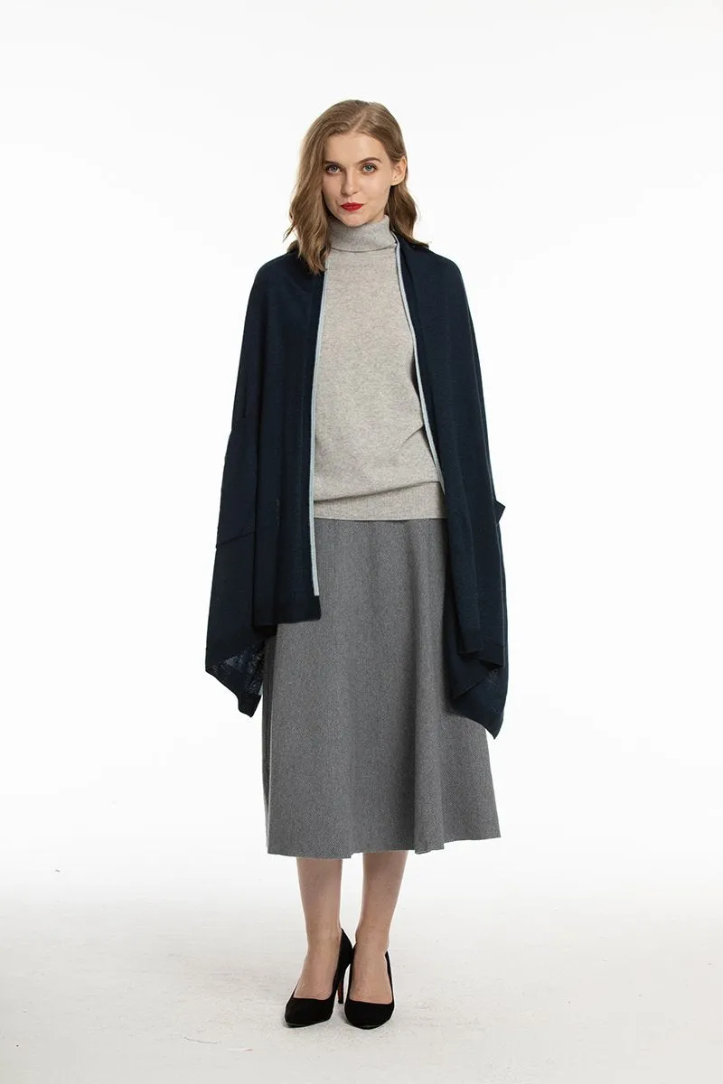 Women's Soft Knit Shawls with pockets Wool Blanket
