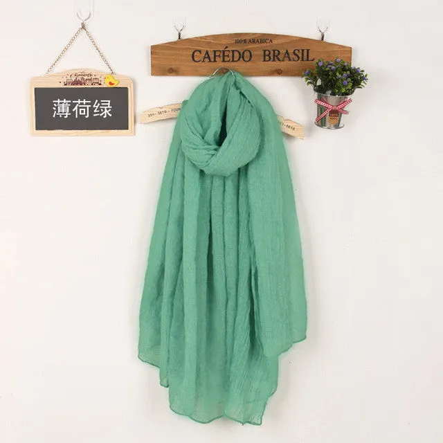 Women's Solid Color High Quality Linen Cotton Scarves For Winter/Autumn - 20 Colour