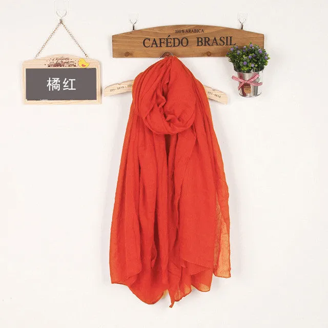 Women's Solid Color High Quality Linen Cotton Scarves For Winter/Autumn - 20 Colour