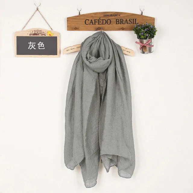 Women's Solid Color High Quality Linen Cotton Scarves For Winter/Autumn - 20 Colour