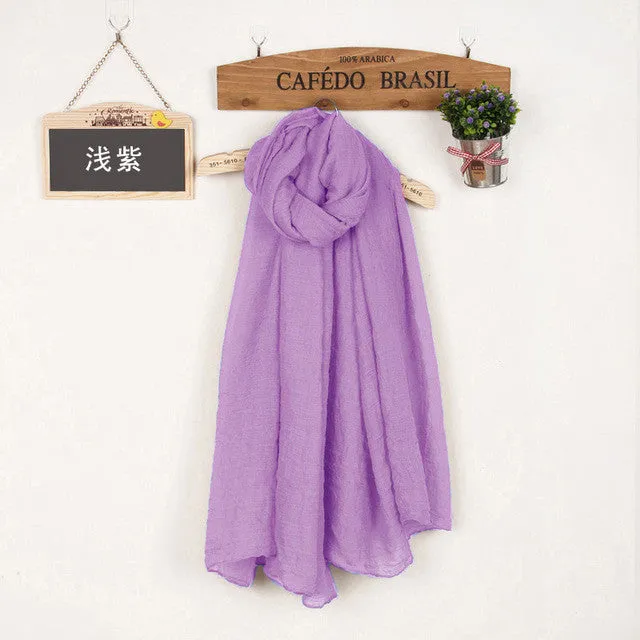 Women's Solid Color High Quality Linen Cotton Scarves For Winter/Autumn - 20 Colour