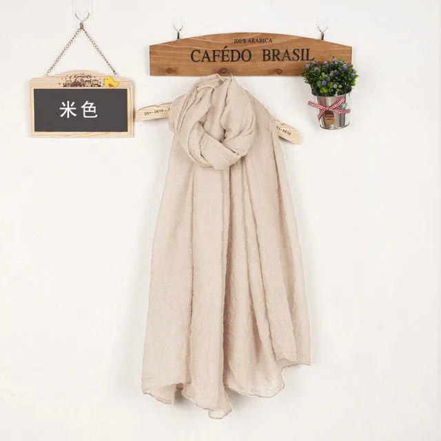 Women's Solid Color High Quality Linen Cotton Scarves For Winter/Autumn - 20 Colour