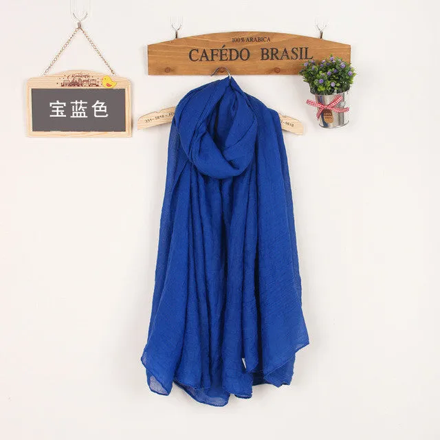 Women's Solid Color High Quality Linen Cotton Scarves For Winter/Autumn - 20 Colour