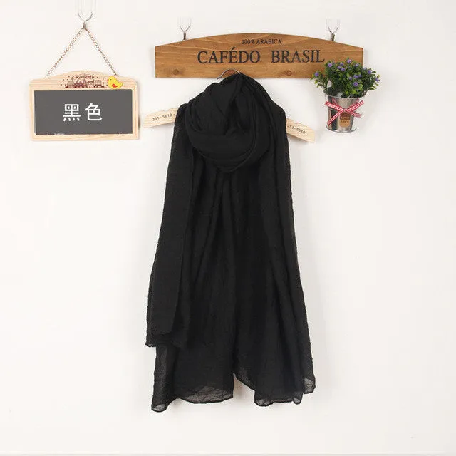 Women's Solid Color High Quality Linen Cotton Scarves For Winter/Autumn - 20 Colour