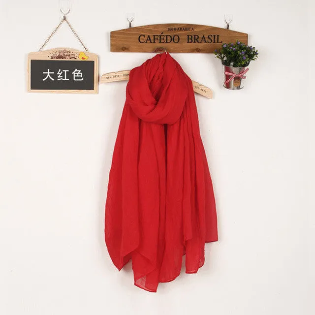 Women's Solid Color High Quality Linen Cotton Scarves For Winter/Autumn - 20 Colour