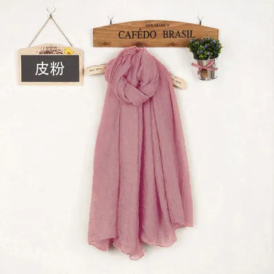 Women's Solid Color High Quality Linen Cotton Scarves For Winter/Autumn - 20 Colour