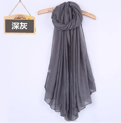 Women's Solid Color High Quality Linen Cotton Scarves For Winter/Autumn - 20 Colour